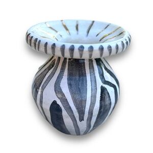 Zebra Stripe Vase 18K Tiny Genuine Gold Pottery Bud Vase